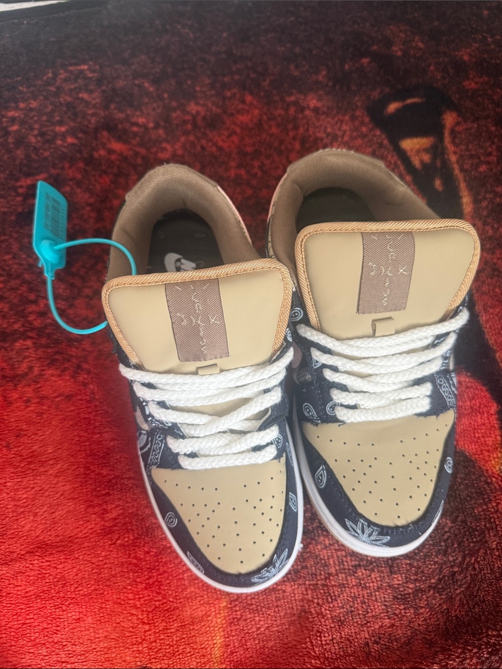 Nike Kids Sneakers in Tan, Black & White with Bandana Detail